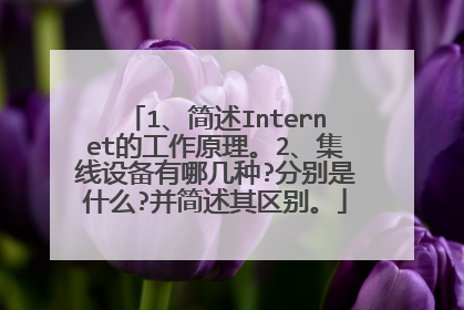 1、简述Internet的工作原理。2、集线设备有哪几种?分别是什么?并简述其区别。