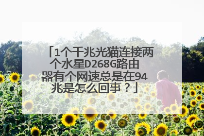 1个千兆光猫连接两个水星D268G路由器有个网速总是在94兆是怎么回事？