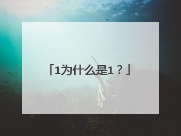 1为什么是1？