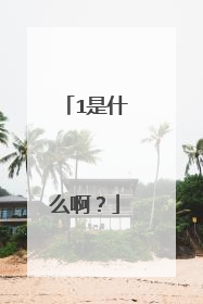 1是什么啊？