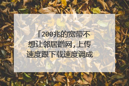 200兆的宽带不想让邻居蹭网,上传速度跟下载速度调成多少看视频卡顿?