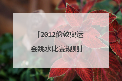 2012伦敦奥运会跳水比赛规则