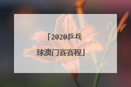 2020乒乓球澳门赛赛程