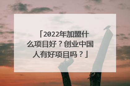 2022年加盟什么项目好？创业中国人有好项目吗？