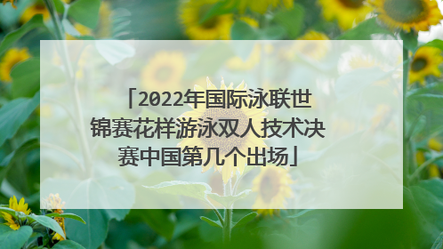 2022年国际泳联世锦赛花样游泳双人技术决赛中国第几个出场