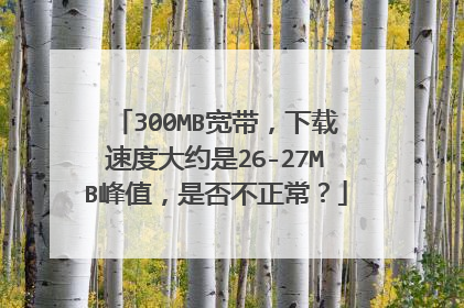 300MB宽带，下载速度大约是26-27MB峰值，是否不正常？