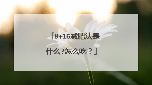 8+16减肥法是什么?怎么吃?