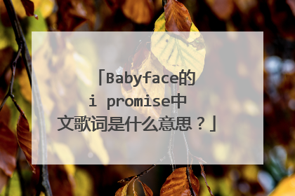 Babyface的i promise中文歌词是什么意思？