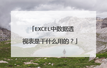 EXCEL中数据透视表是干什么用的？