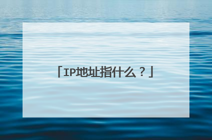 IP地址指什么?