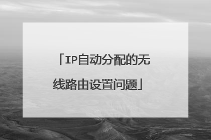 IP自动分配的无线路由设置问题