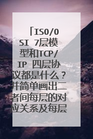 ISO/OSI 7层模型和TCP/IP 四层协议都是什么？并简单画出二者间每层的对应关系及每层运行的协议