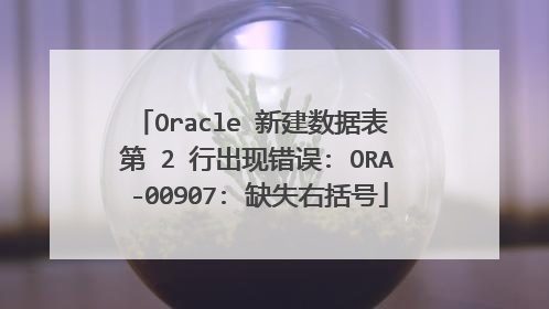 Oracle 新建数据表 第 2 行出现错误: ORA-00907: 缺失右括号