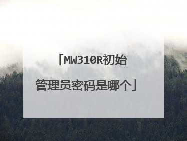 MW310R初始管理员密码是哪个