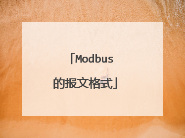 Modbus的报文格式