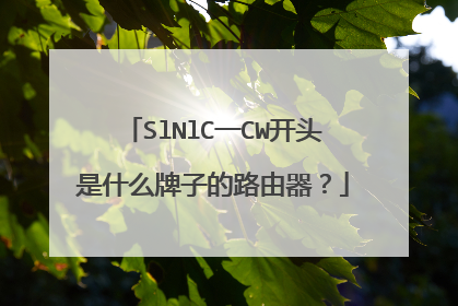 SlNlC一CW开头是什么牌子的路由器？