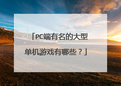 PC端有名的大型单机游戏有哪些?