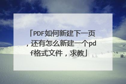 PDF如何新建下一页，还有怎么新建一个pdf格式文件，求教