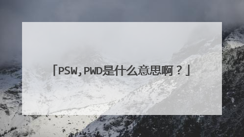 PSW,PWD是什么意思啊?