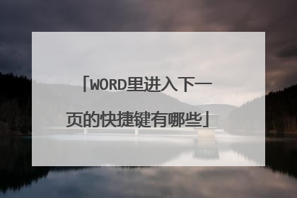 WORD里进入下一页的快捷键有哪些