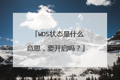 WDS状态是什么意思,要开启吗?