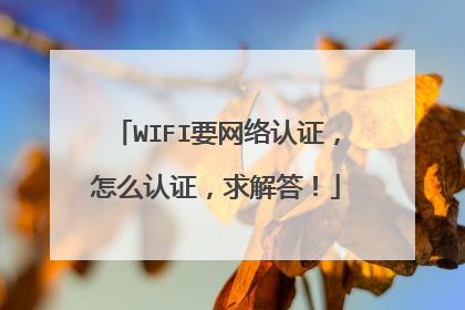 WIFI要网络认证，怎么认证，求解答！
