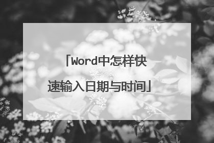 Word中怎样快速输入日期与时间