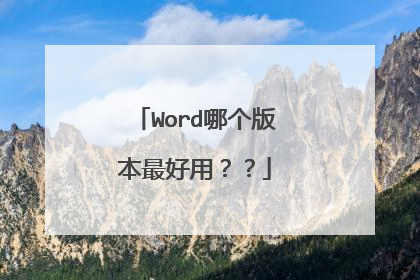 Word哪个版本最好用??