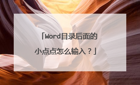Word目录后面的小点点怎么输入?