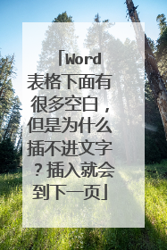 Word表格下面有很多空白，但是为什么插不进文字？插入就会到下一页