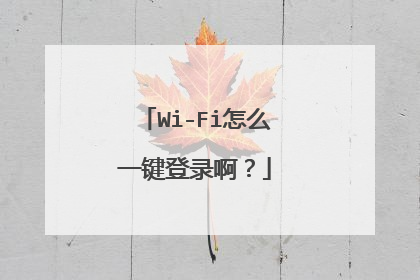 Wi-Fi怎么一键登录啊?