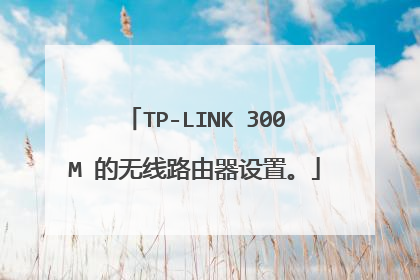 TP-LINK 300M 的无线路由器设置。
