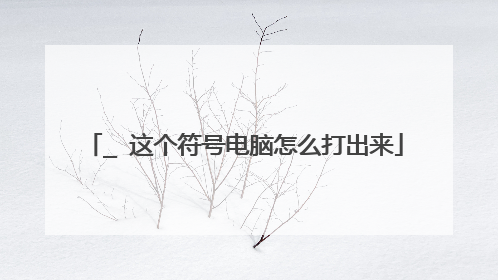 _ 这个符号电脑怎么打出来