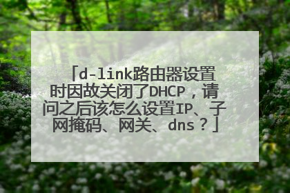 d-link路由器设置时因故关闭了DHCP,请问之后该怎么设置IP、子网掩码、网关、dns?