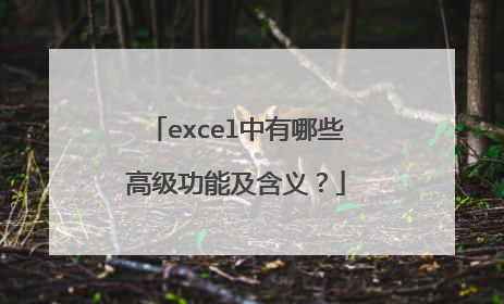 excel中有哪些高级功能及含义？