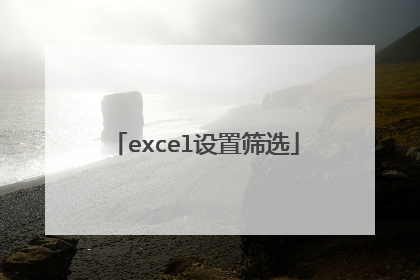 excel设置筛选