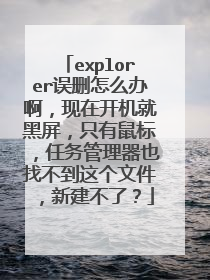 explorer误删怎么办啊，现在开机就黑屏，只有鼠标，任务管理器也找不到这个文件，新建不了？