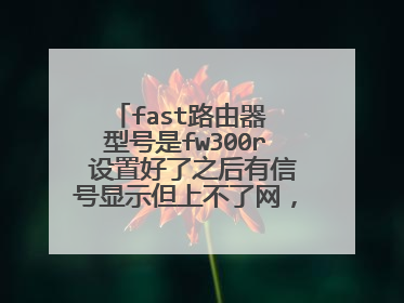 fast路由器 型号是fw300r 设置好了之后有信号显示但上不了网,它是这样子