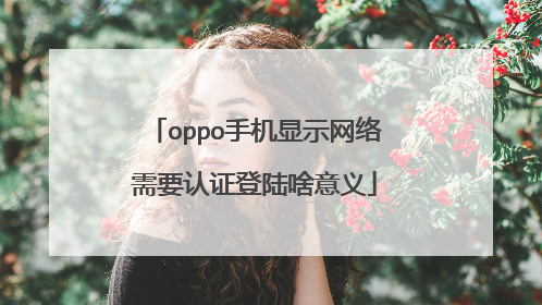 oppo手机显示网络需要认证登陆啥意义