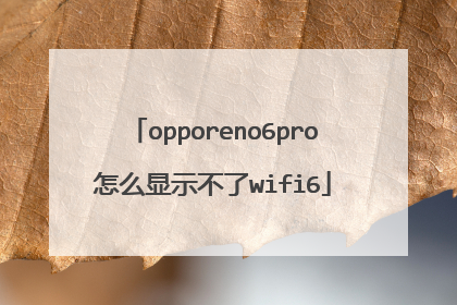 opporeno6pro怎么显示不了wifi6