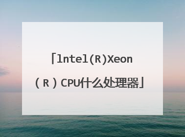 lntel(R)Xeon(R)CPU什么处理器