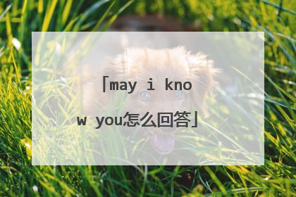 may i know you怎么回答