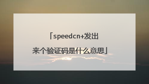 speedcn+发出来个验证码是什么意思