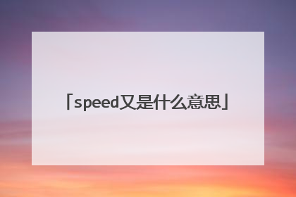 speed又是什么意思