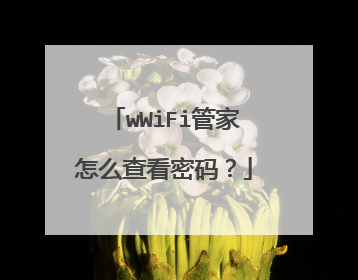 wWiFi管家怎么查看密码?