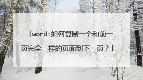 word:如何复制一个和前一页完全一样的页面到下一页?