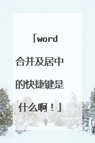 word合并及居中的快捷键是什么啊!