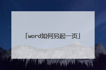 word如何另起一页