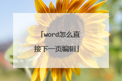 word怎么直接下一页编辑