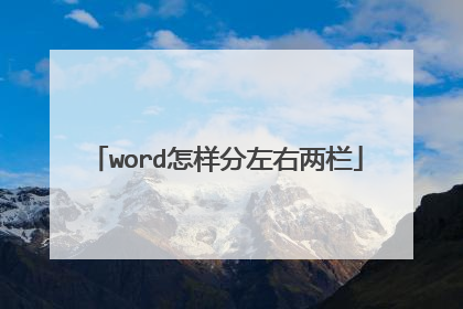 word怎样分左右两栏